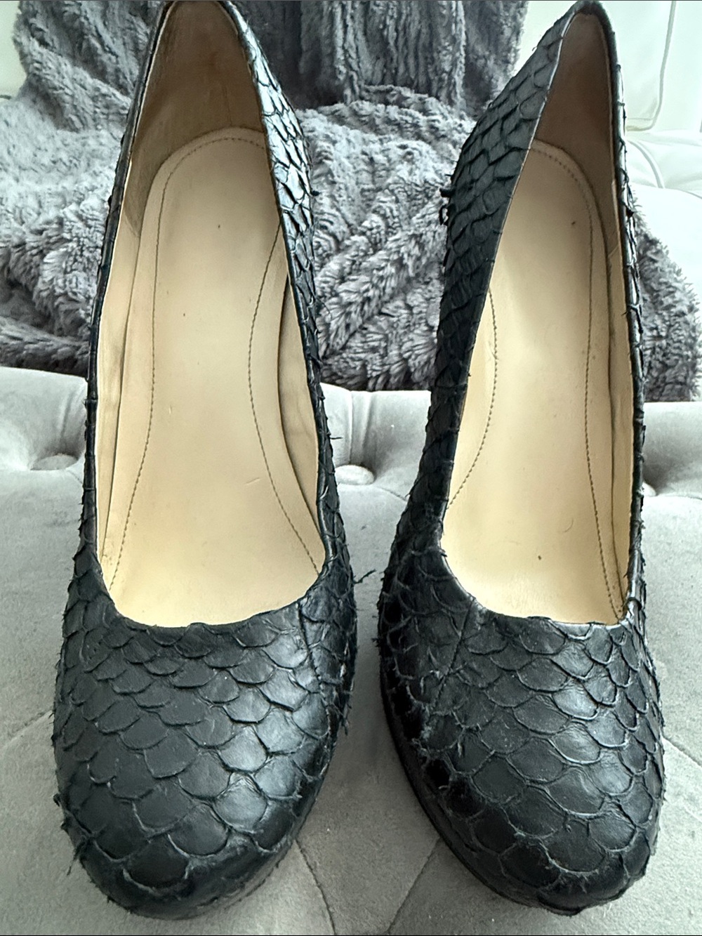 Calvin Klein Black Scaled-Texture High Heels
